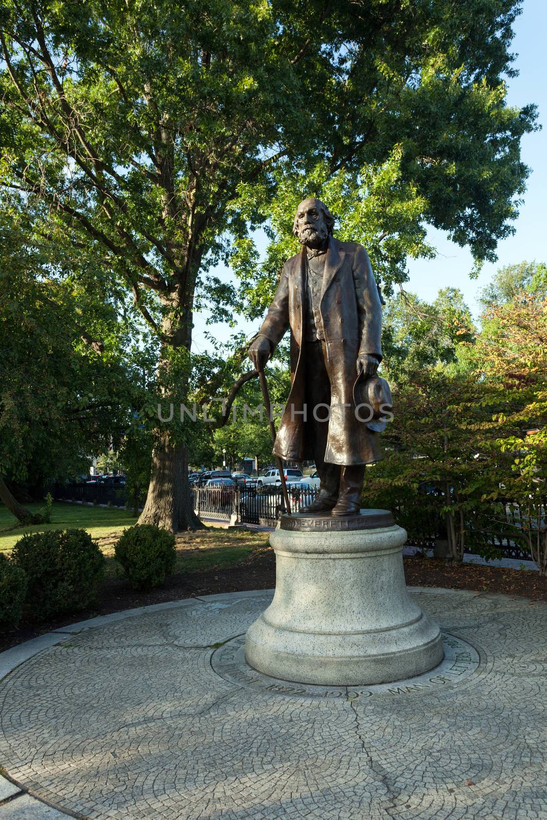Public statue of Edward Everett Hale found in Bostons Public Garden in Massachusetts. 