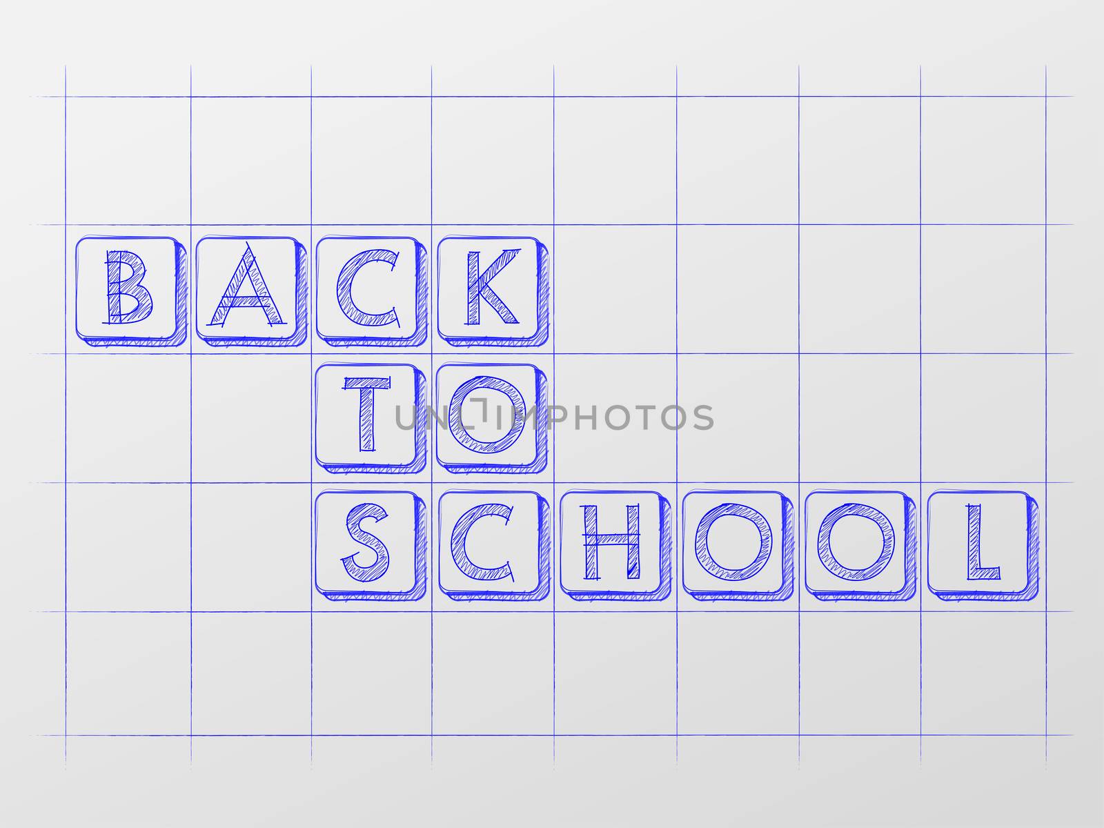 back to school on checkered whiteboard, education concept