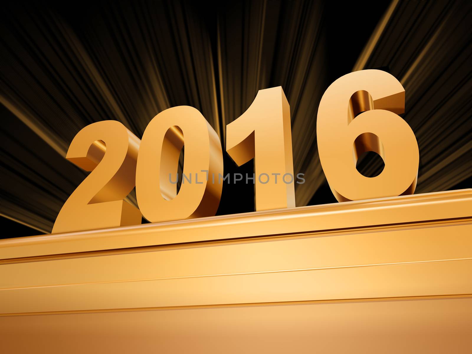 golden new year 2016 on a pedestal by marinini