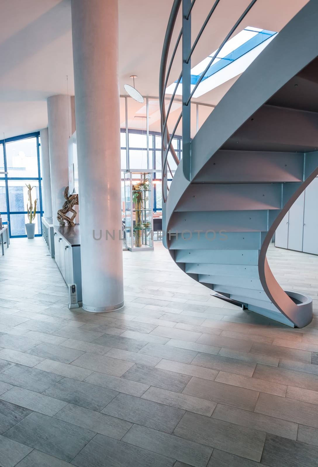 Circular stairs in modern office.