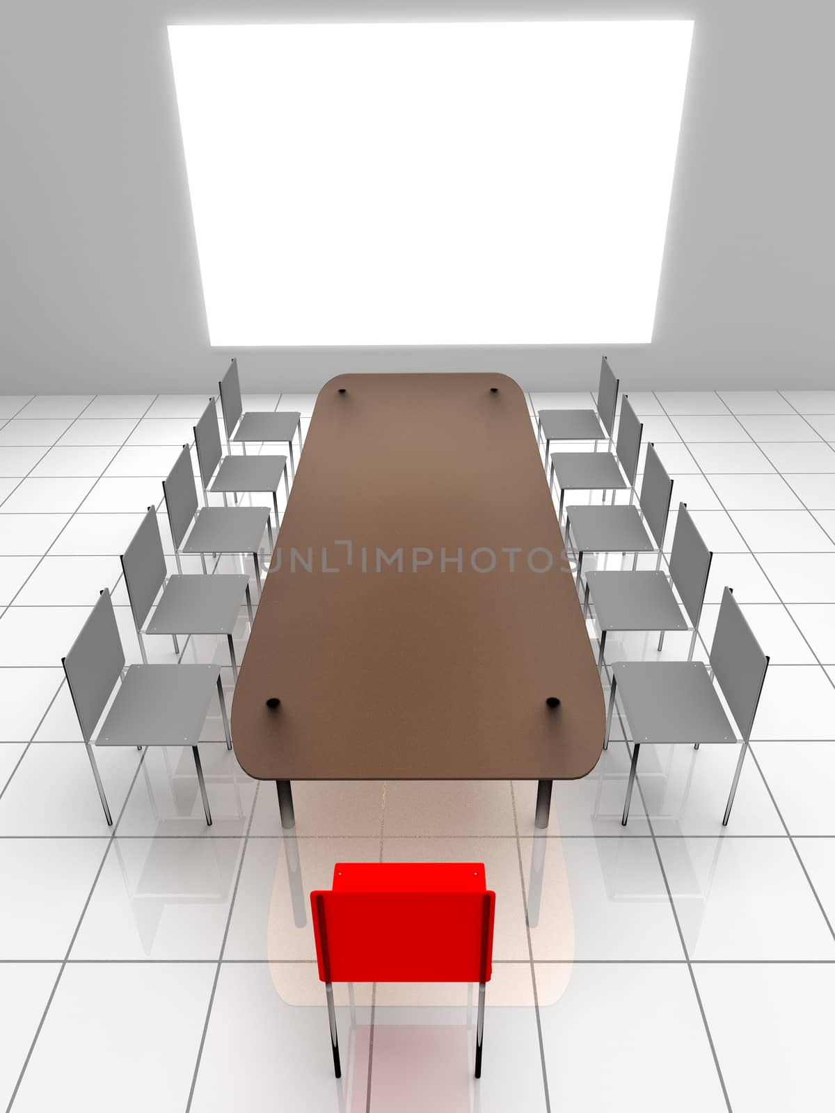 3d simple interior. Chairs and table. 3d rendering