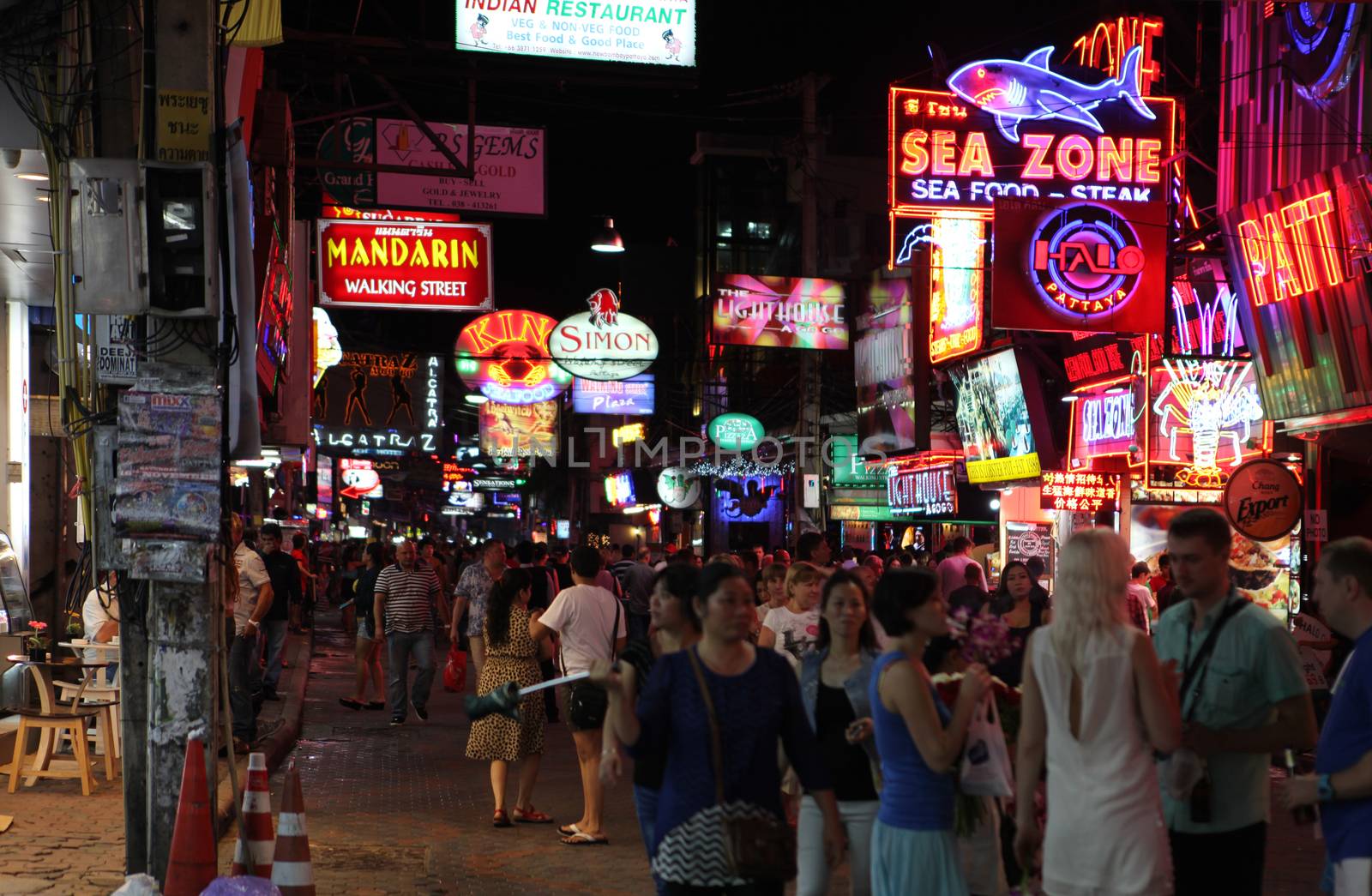 PATTAYA, THAILAND - DECEMBER 13: Nightlife on walking street on December 13, 2013 in Pattaya.