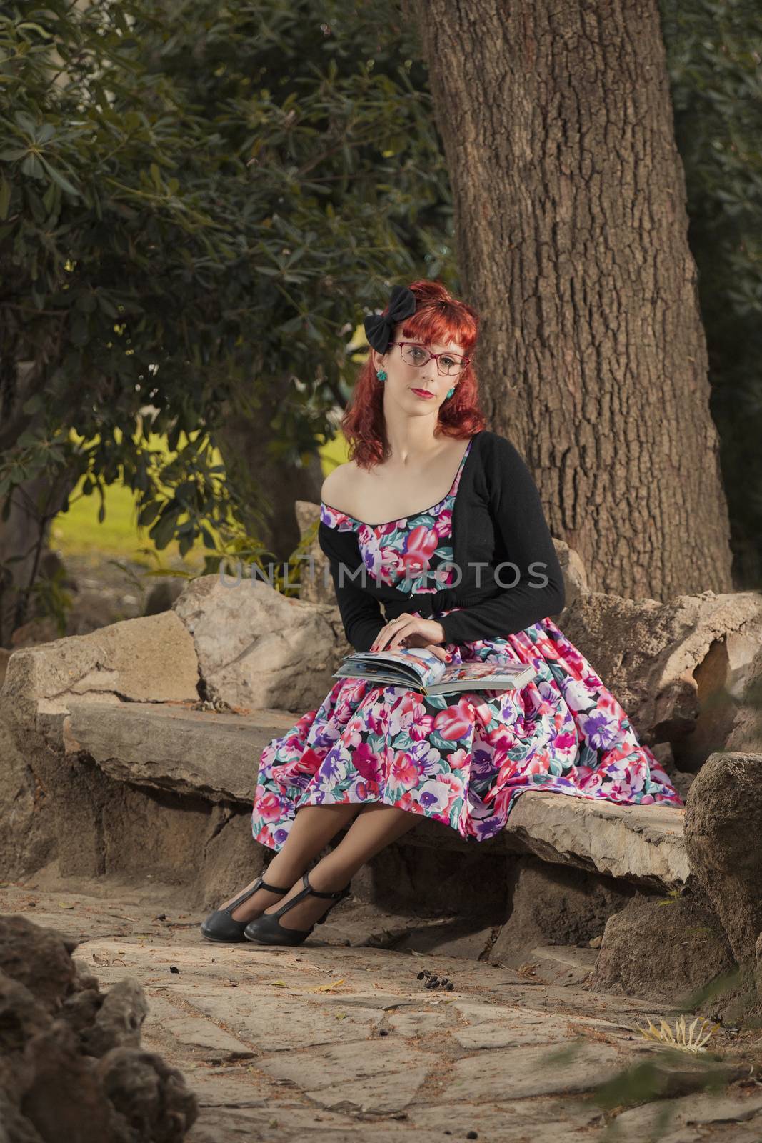 pinup young woman in vintage style clothing by membio