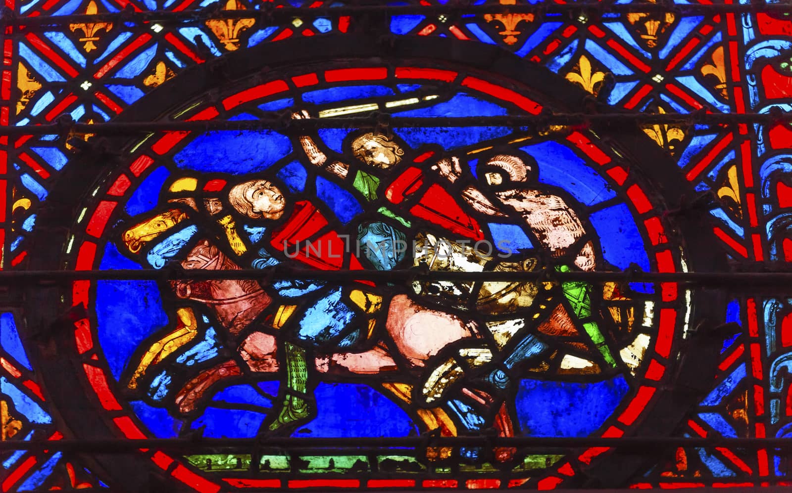 Knights Chasing Stained Glass Sainte Chapelle Paris France by bill_perry