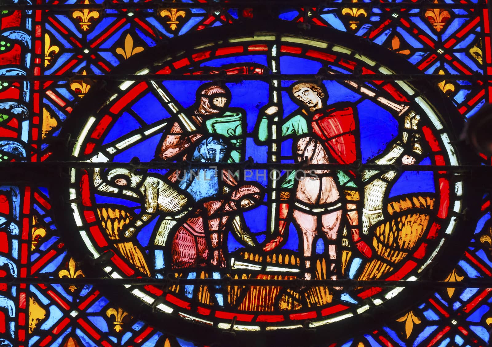 Knights Peasants Stained Glass Sainte Chapelle Paris France by bill_perry