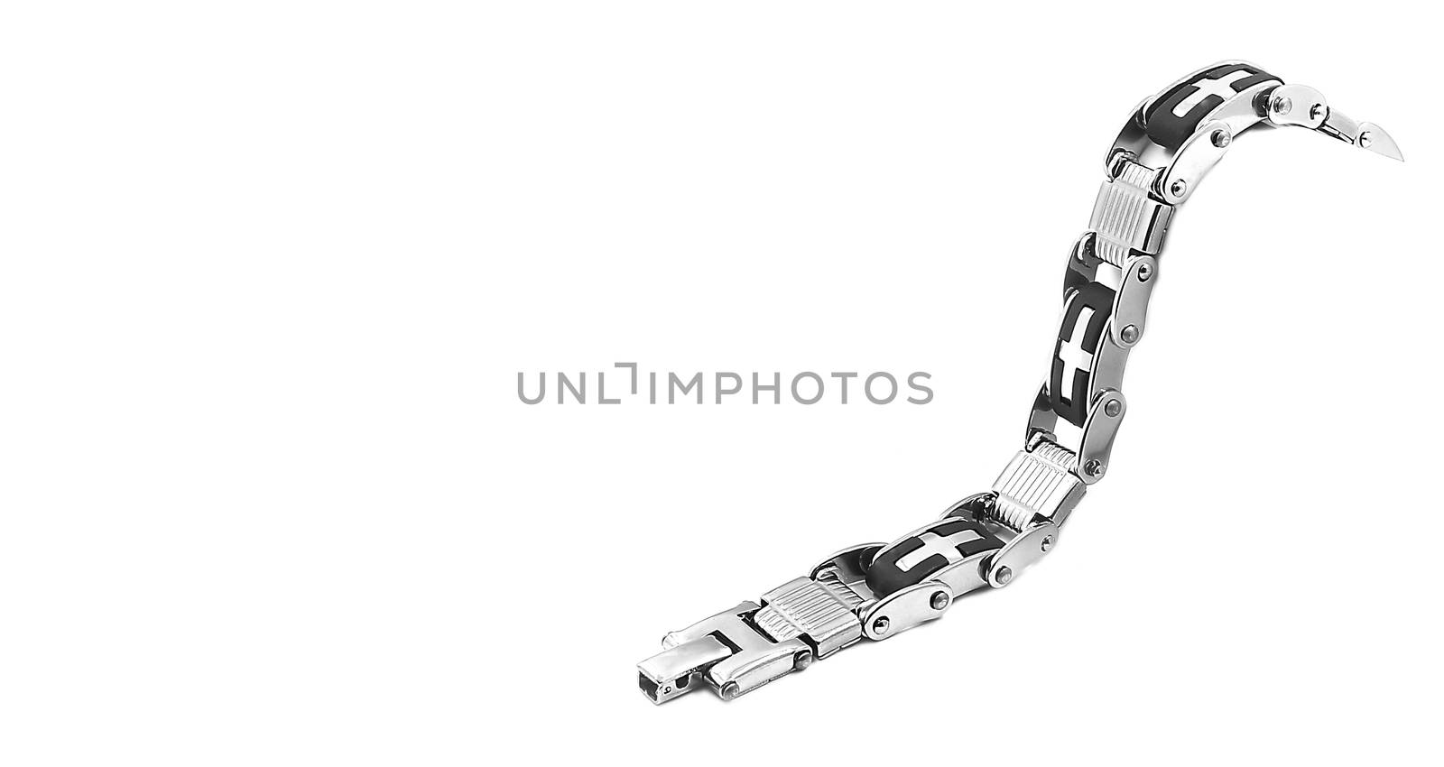 Men's Bracelet stainless steel and rubber on a white background