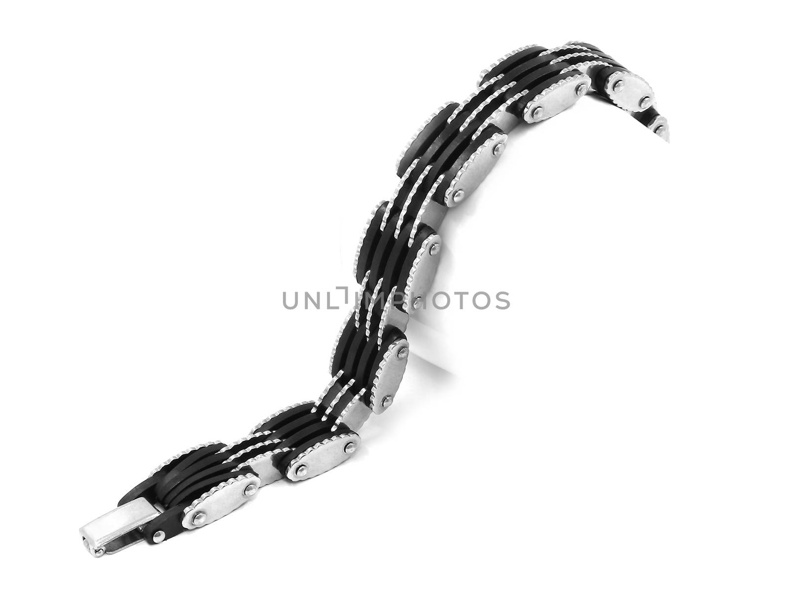 Men's Bracelet stainless steel and rubber on a white background
