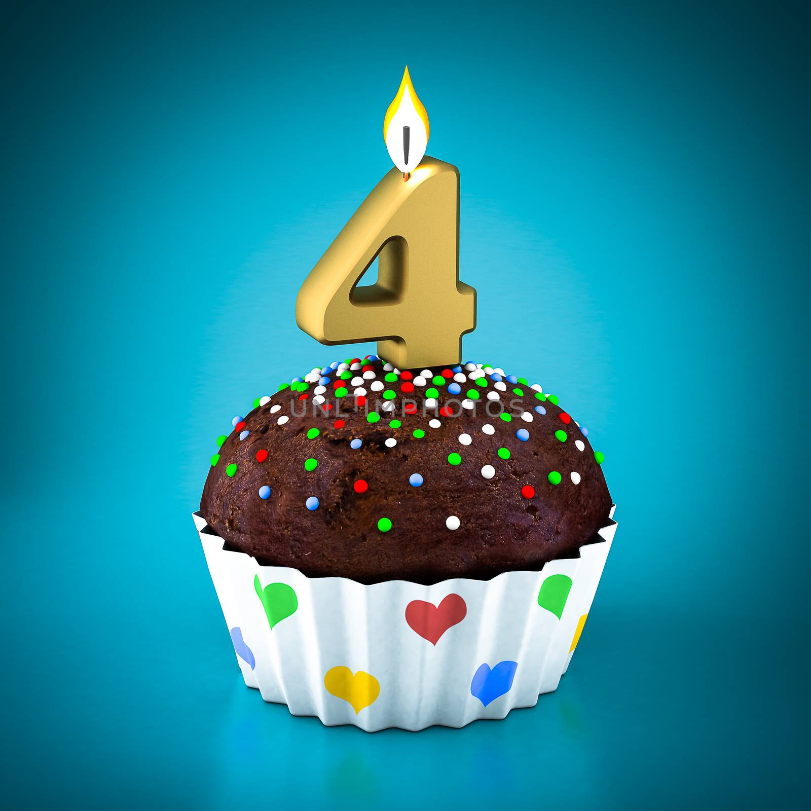 Birthday cupcake on a blue background