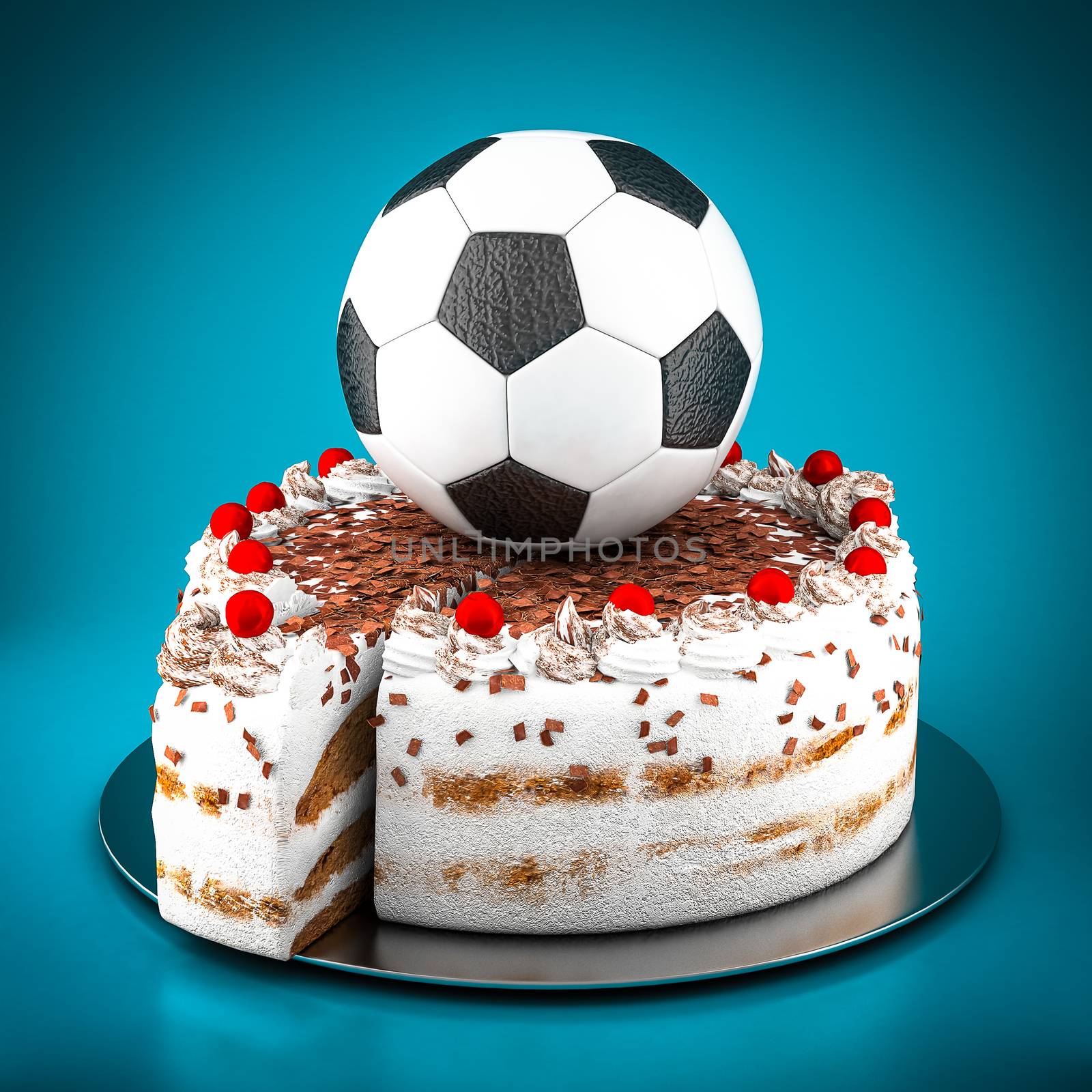 Picture a soccer ball on blue background