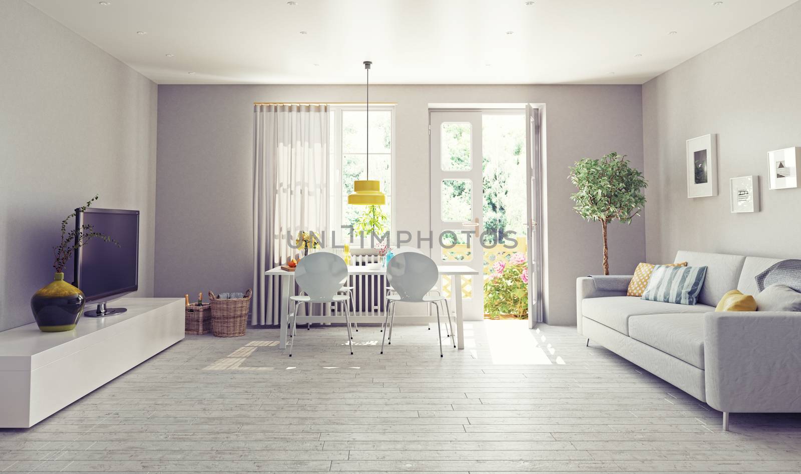 modern living room  interior design. 3D rendering concept