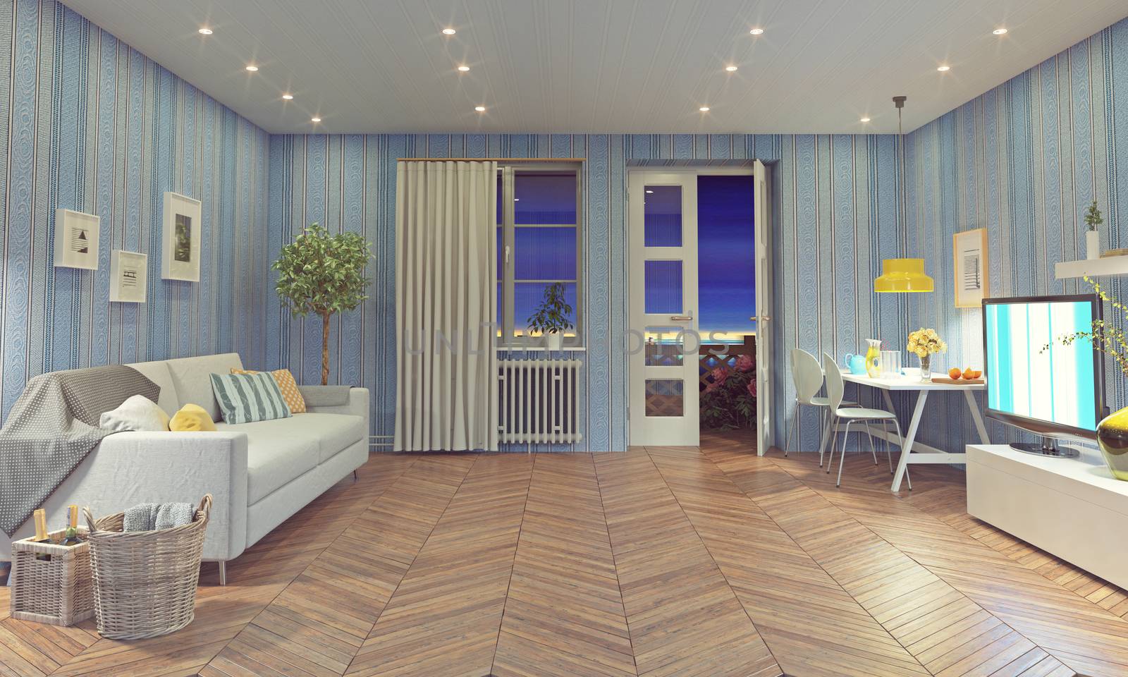 modern living room interior design. 3D rendering concept