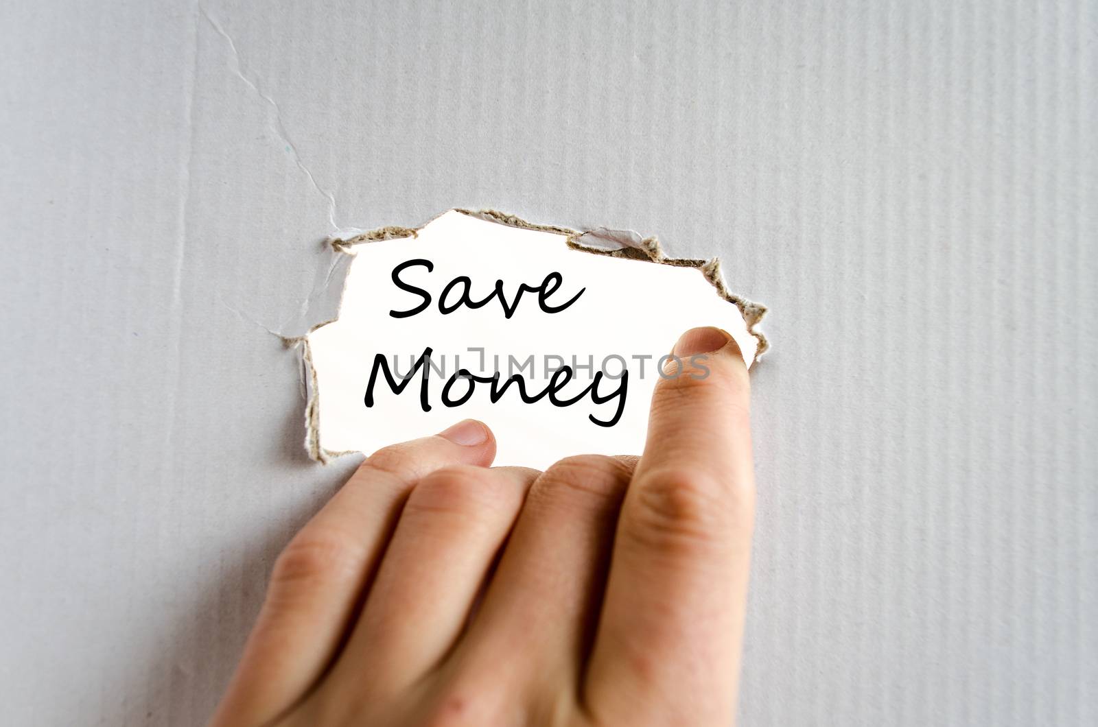 Save money text concept isolated over white background