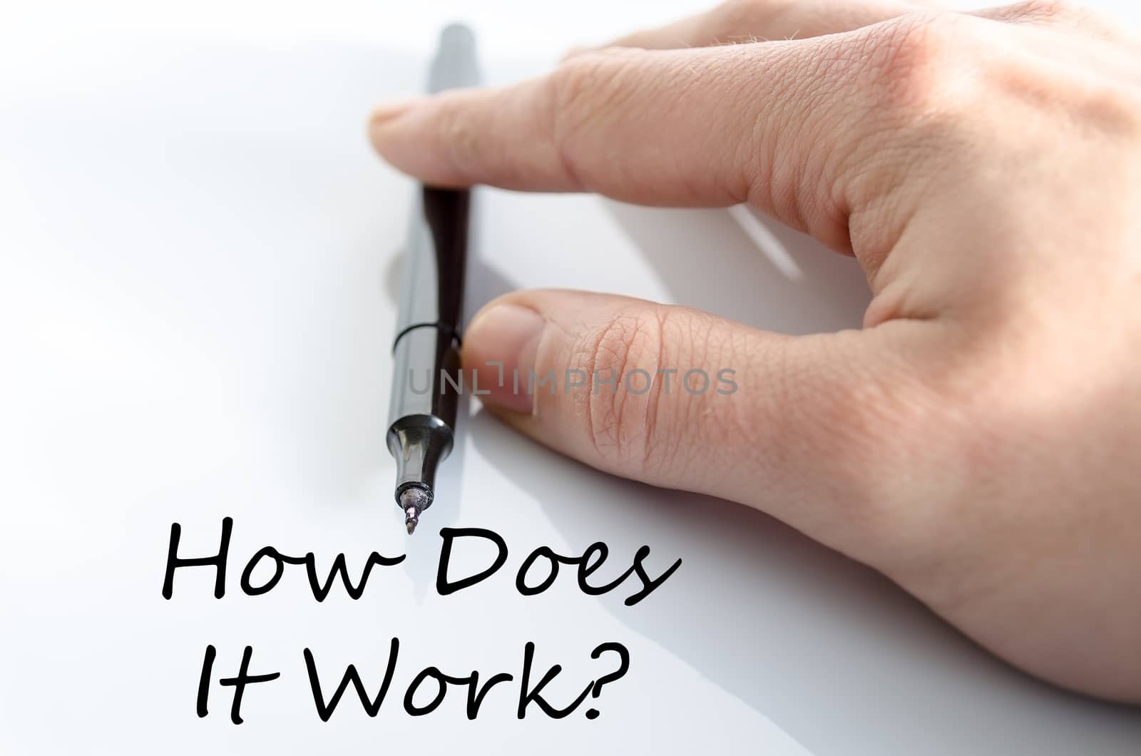 How does it work text concept isolated over white background