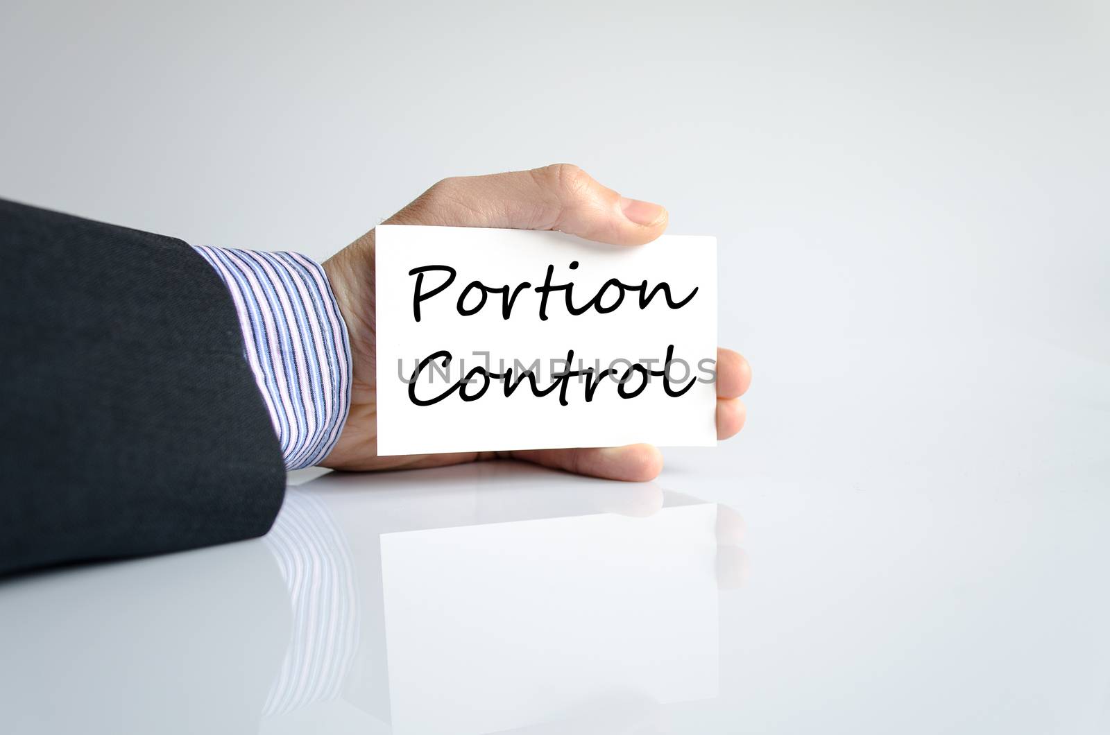 Portion control text concept isolated over white background