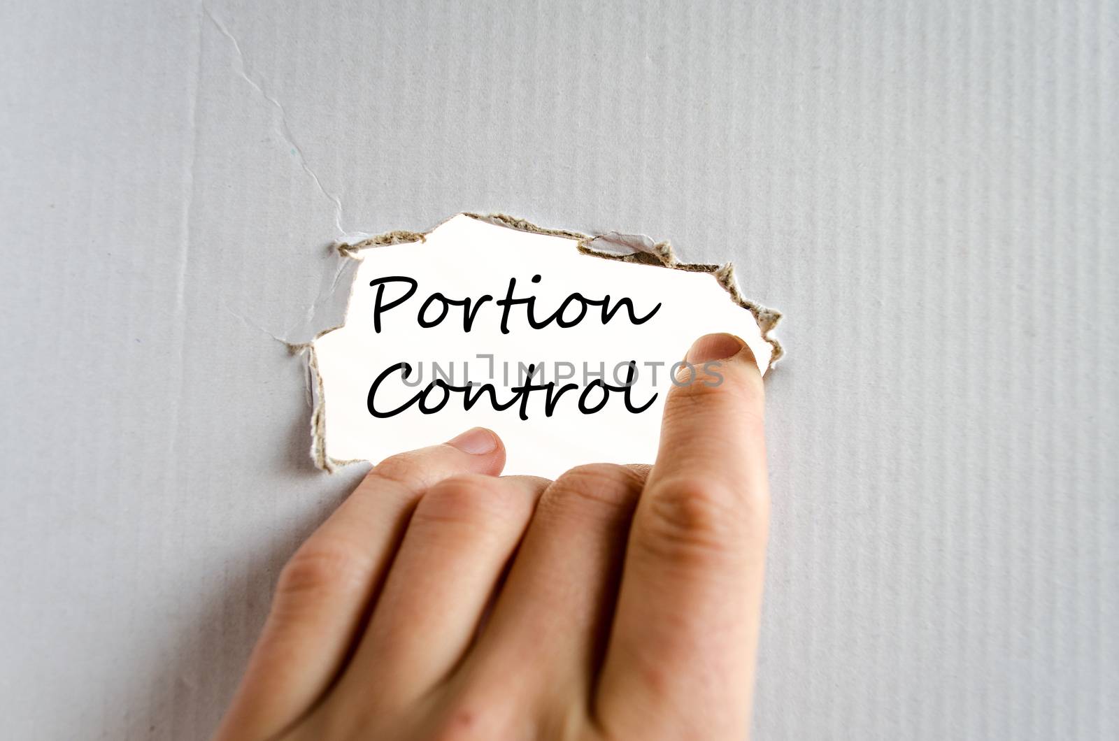 Portion control text concept isolated over white background