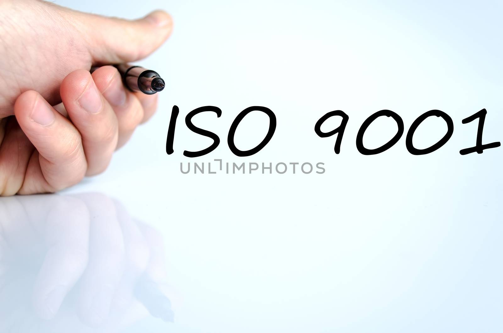 Iso 9001 text concept isolated over white background