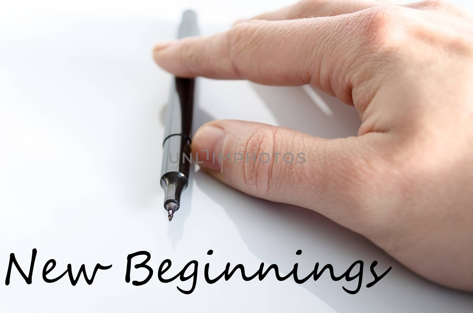 New beginnings text concept isolated over white background