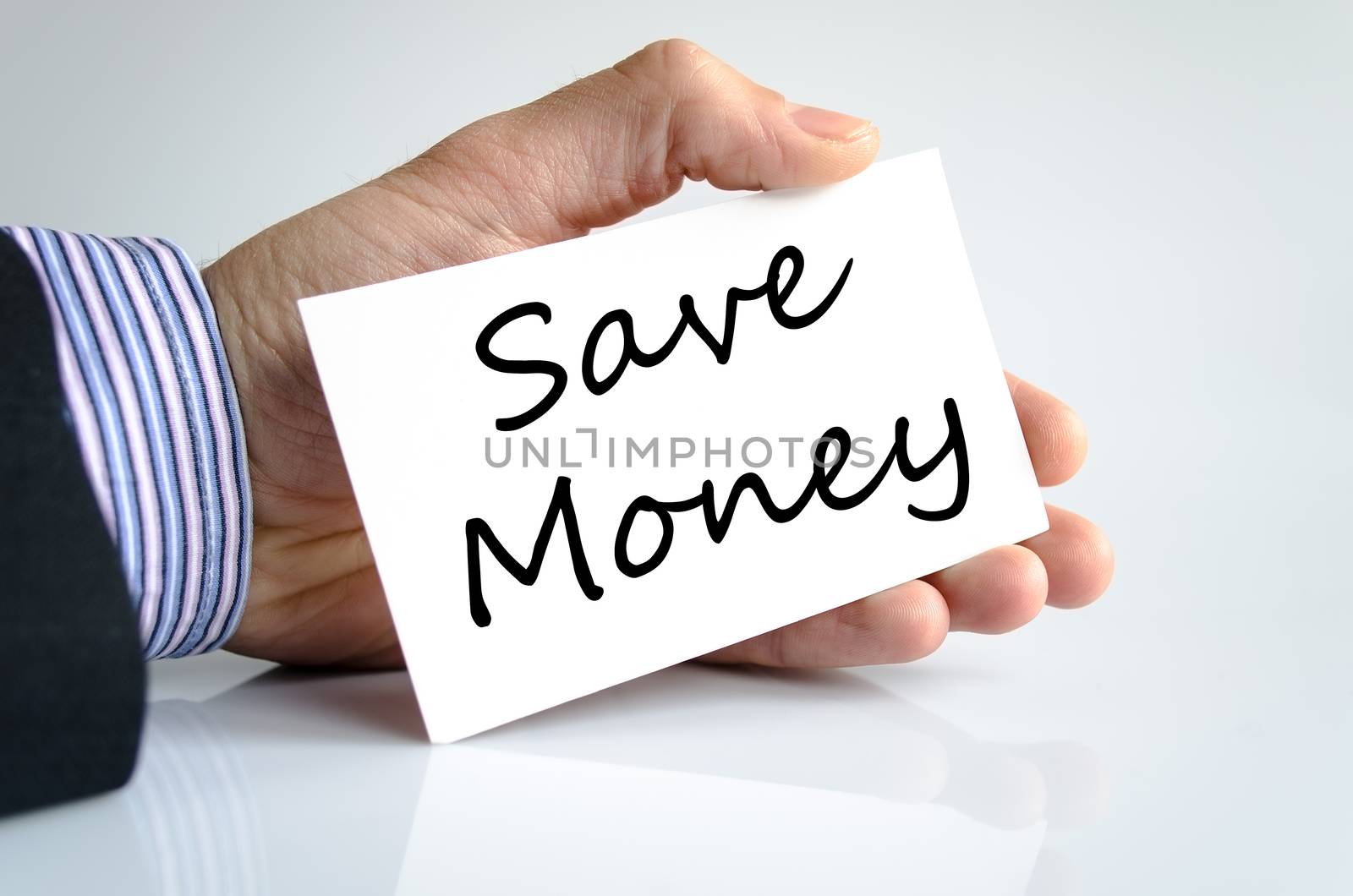 Save money text concept isolated over white background
