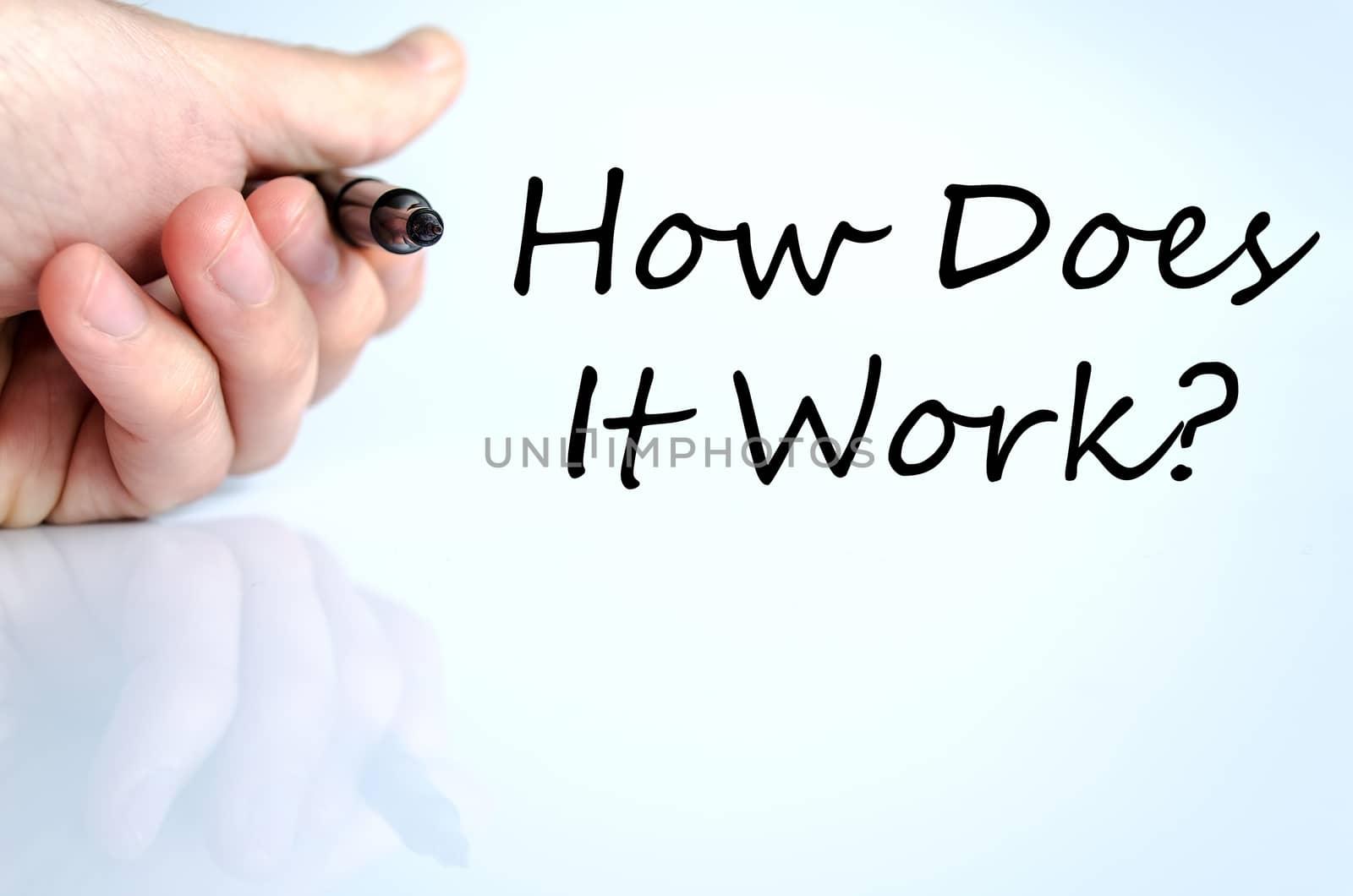 How does it work text concept isolated over white background