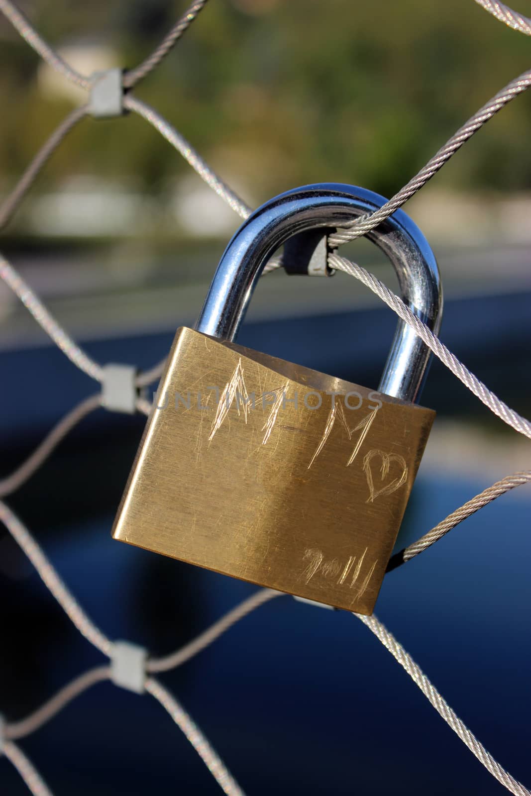 Love Locks on a Bridge in Lyon, France