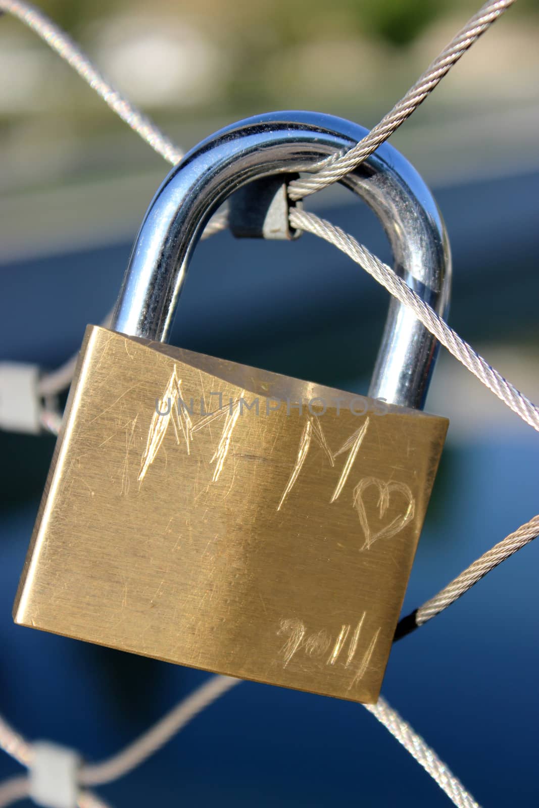 Love Locks on a Bridge in Lyon, France