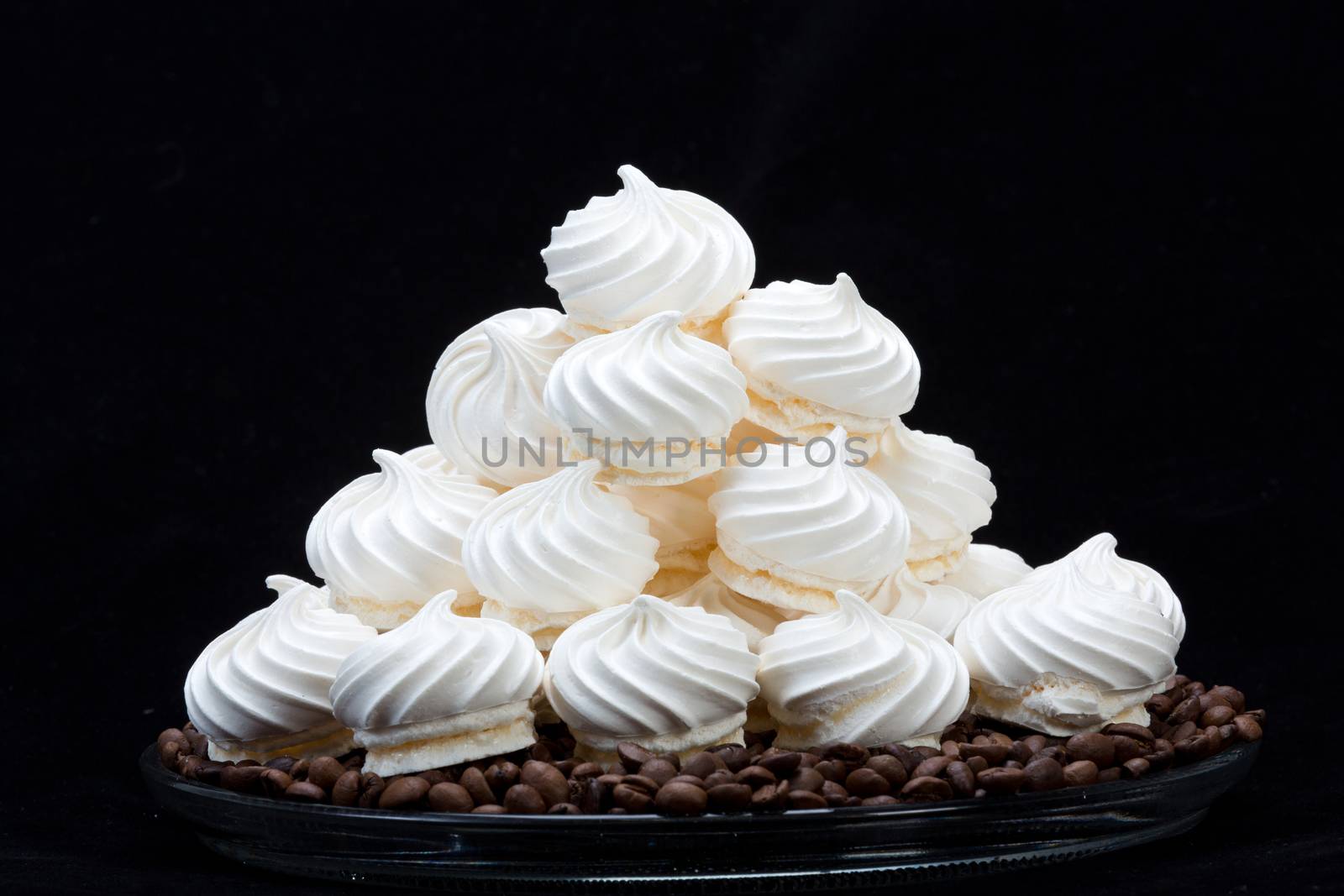French vanilla meringue cookies and  coffee beans