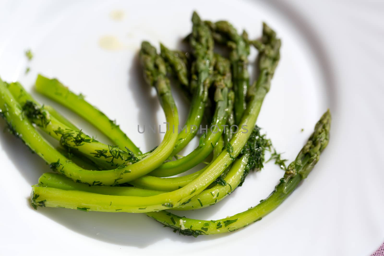 green asparaguses with the fresh dill by wjarek