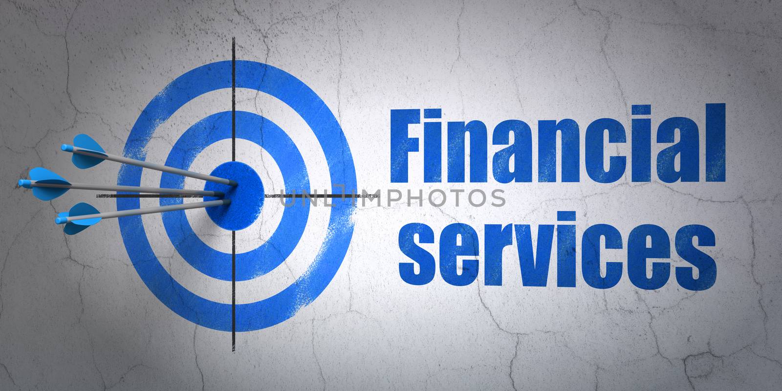 Banking concept: target and Financial Services on wall background by maxkabakov