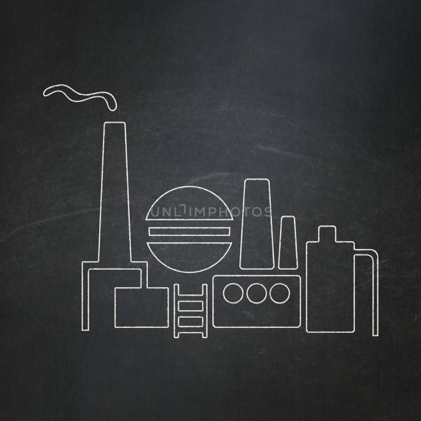 Finance concept: Oil And Gas Indusry icon on Black chalkboard background