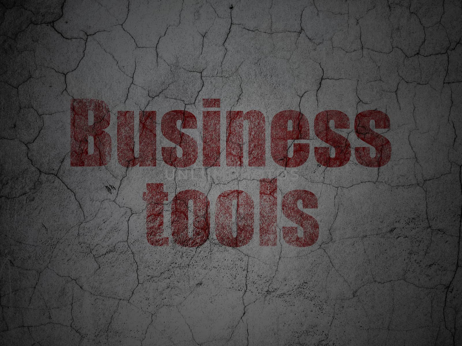 Business concept: Red Business Tools on grunge textured concrete wall background