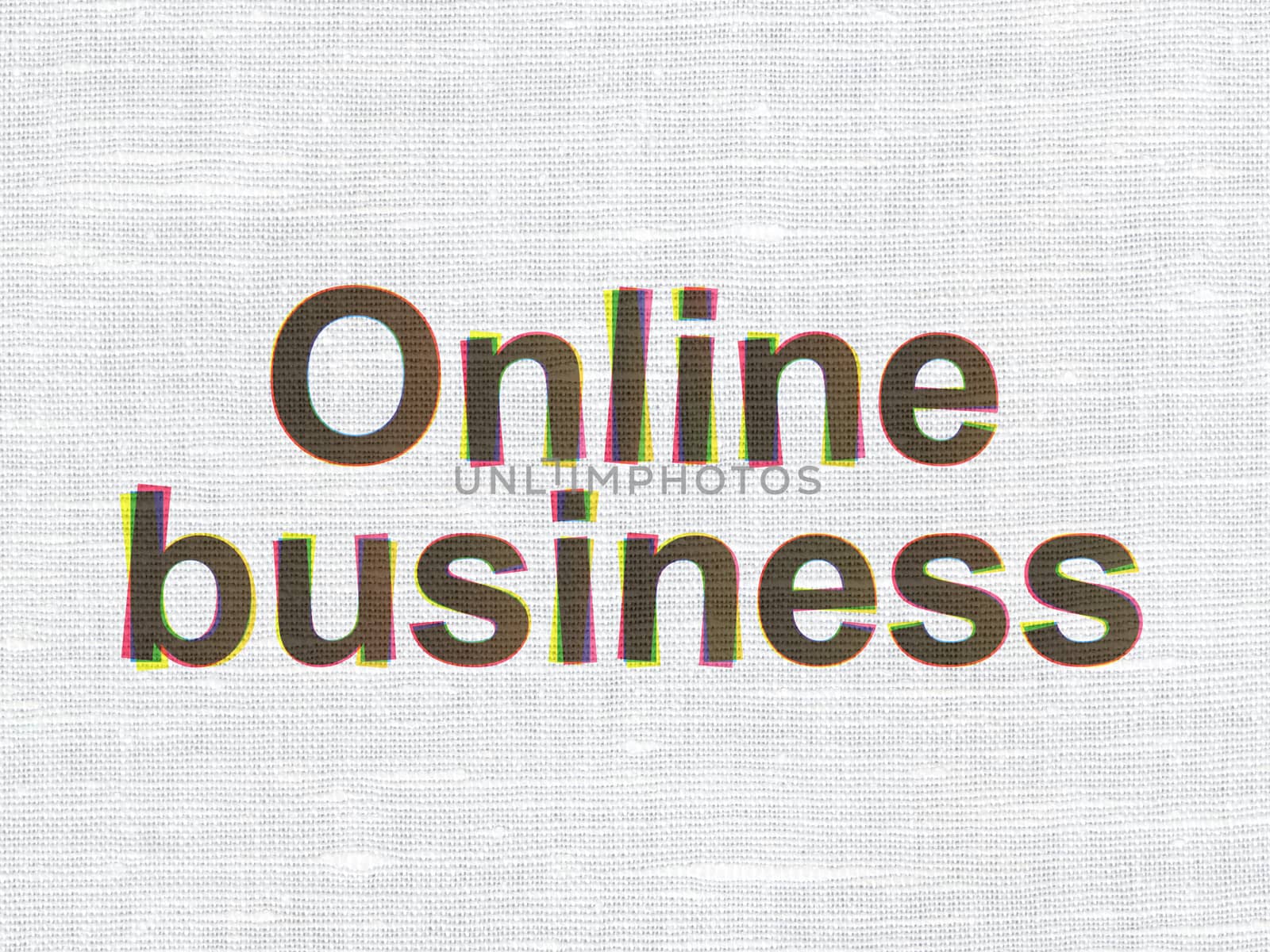 Business concept: CMYK Online Business on linen fabric texture background