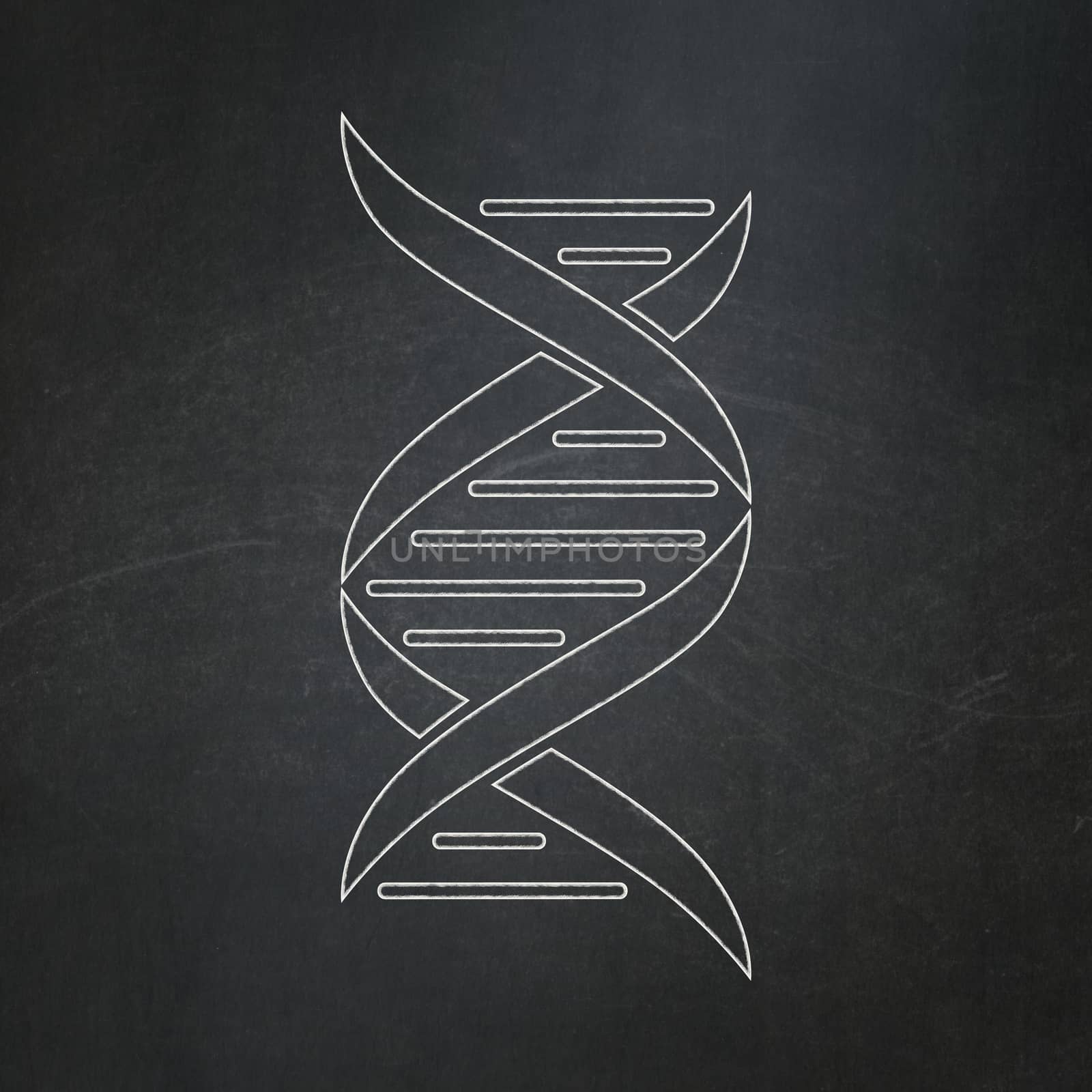 Health concept: DNA on chalkboard background by maxkabakov