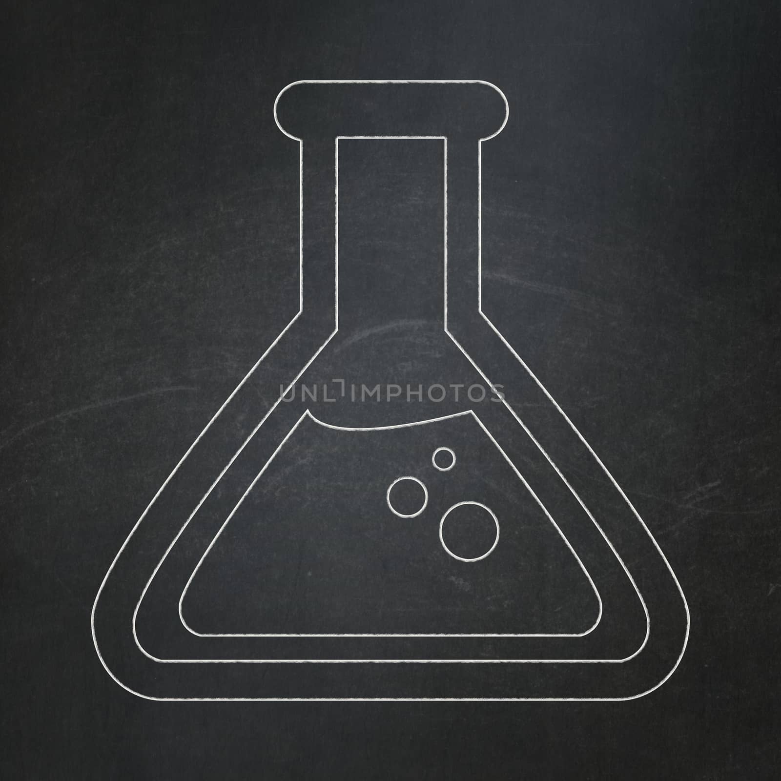 Science concept: Flask icon on Black chalkboard background