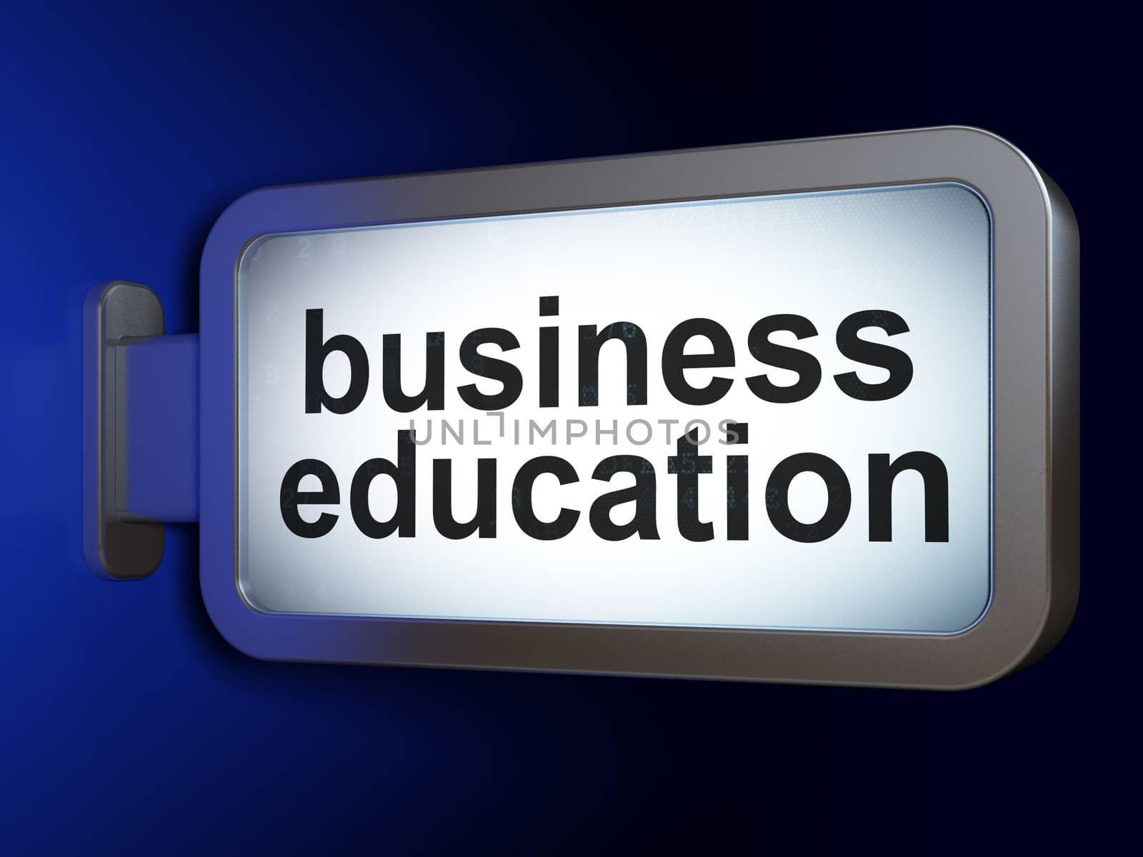 Learning concept: Business Education on advertising billboard background, 3d render