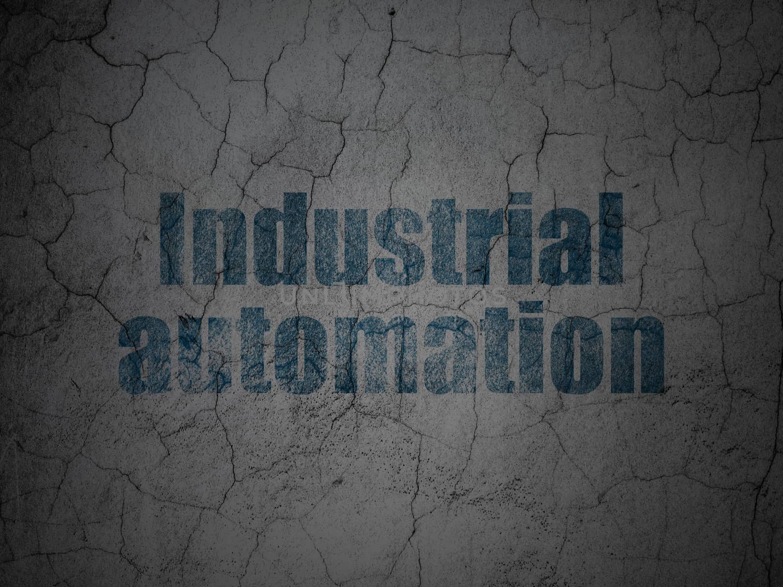 Industry concept: Blue Industrial Automation on grunge textured concrete wall background