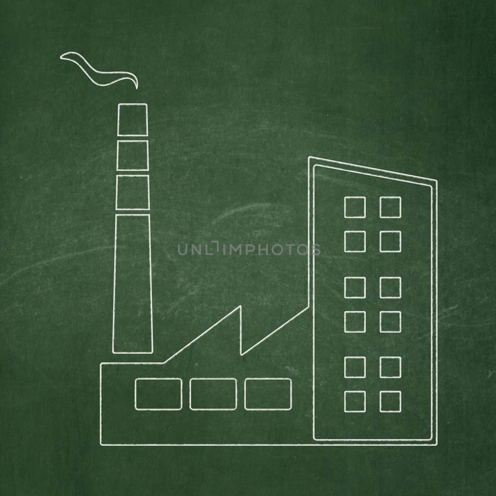 Industry concept: Industry Building icon on Green chalkboard background