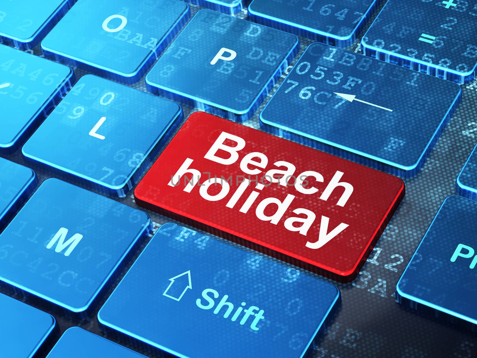 Travel concept: Beach Holiday on computer keyboard background by maxkabakov