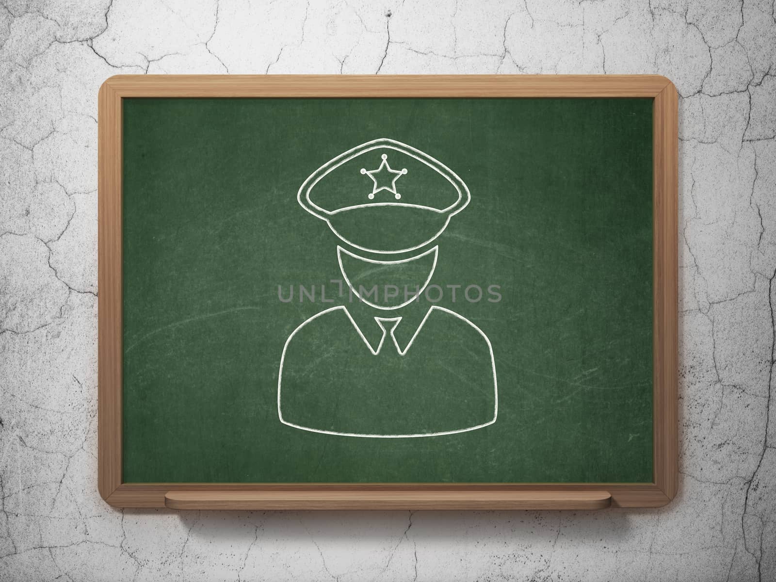 Law concept: Police icon on Green chalkboard on grunge wall background