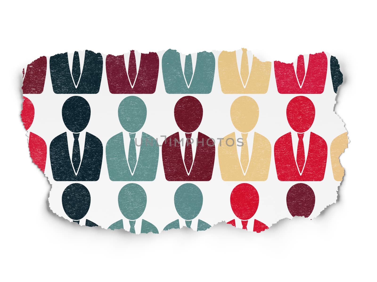 Law concept: Painted multicolor Business Man icons on Torn Paper background