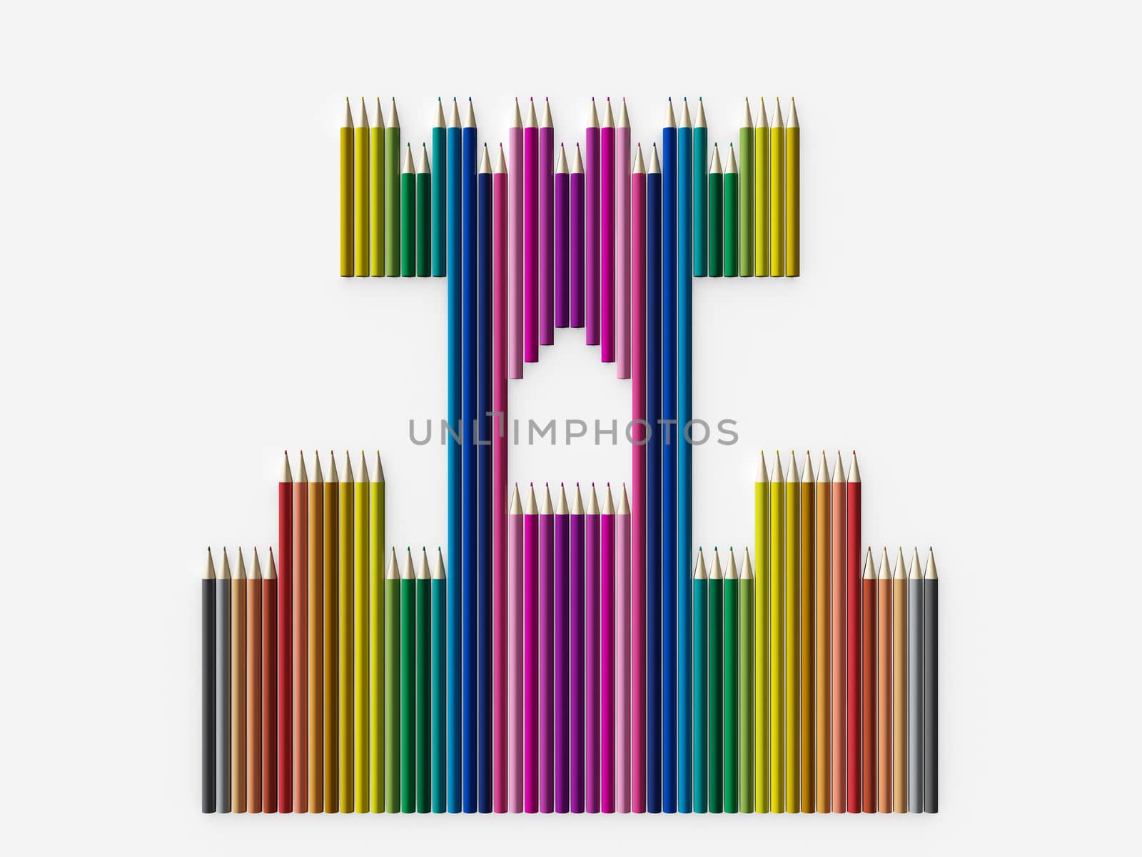 Colored pencils arranged in a castle by teerawit