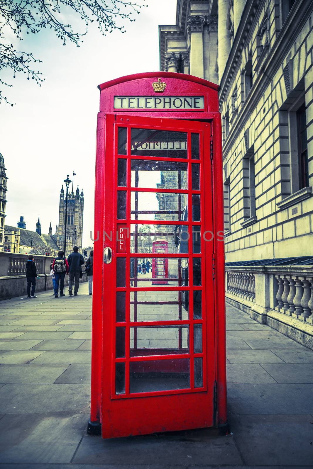 Red phone box, London. Special photographic processing.
