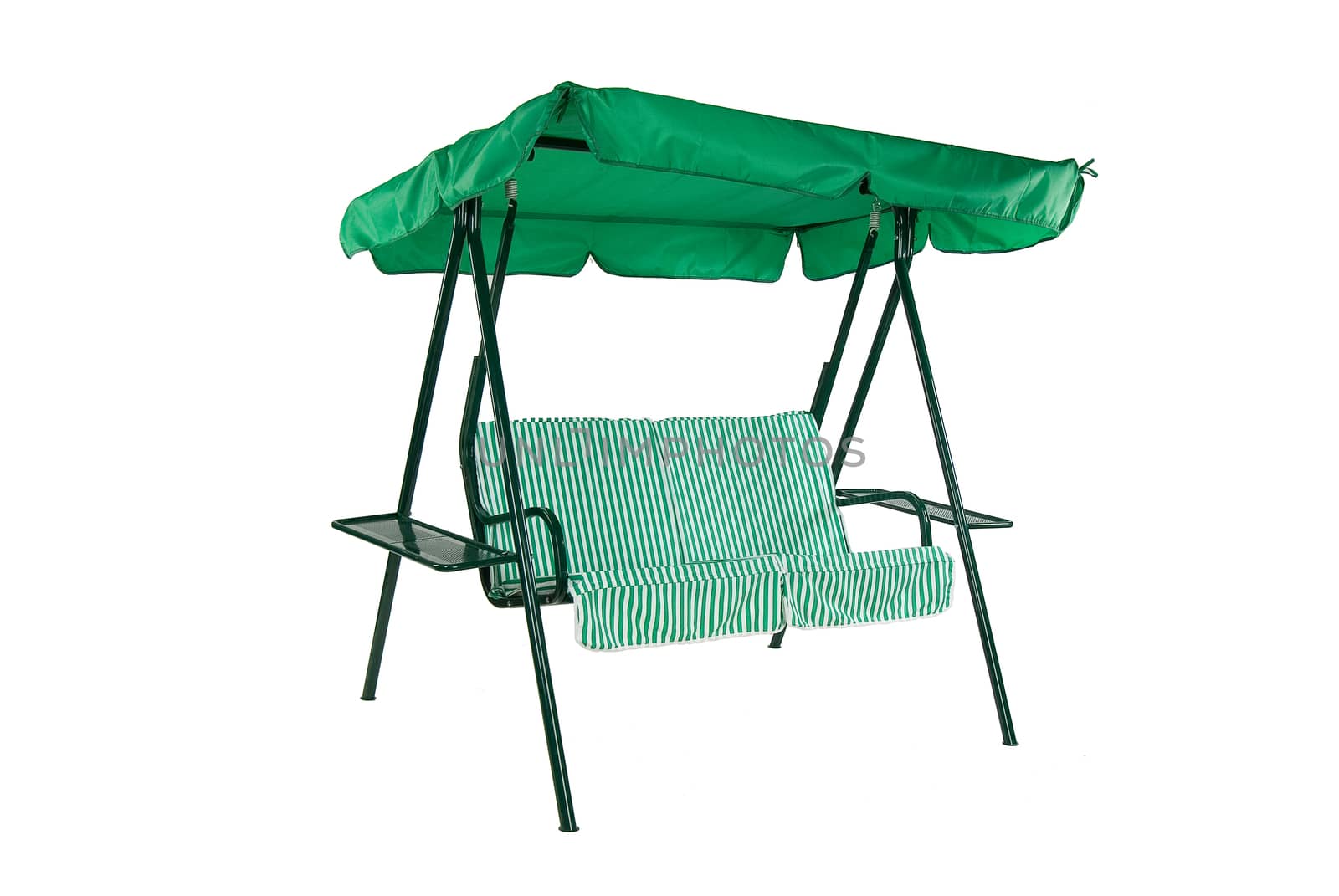 Camping and garden furniture on isolated studio background