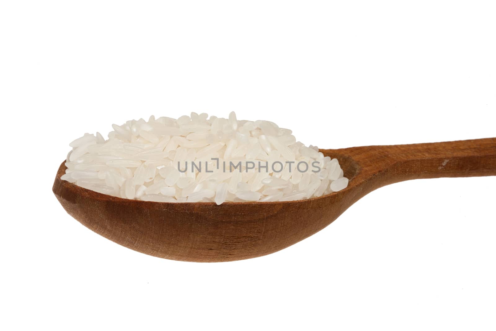 Spoon with cereal on an isolated studio background