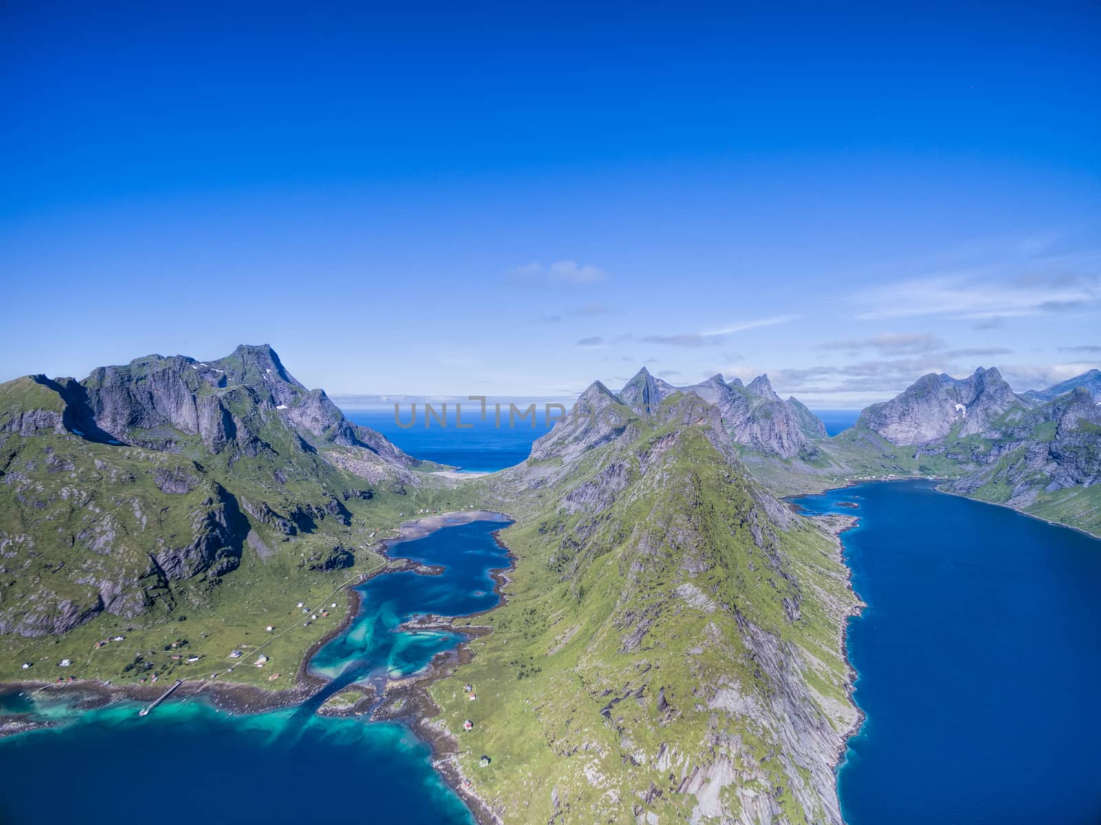 Picturesque fjord on Lofoten islands in Norway