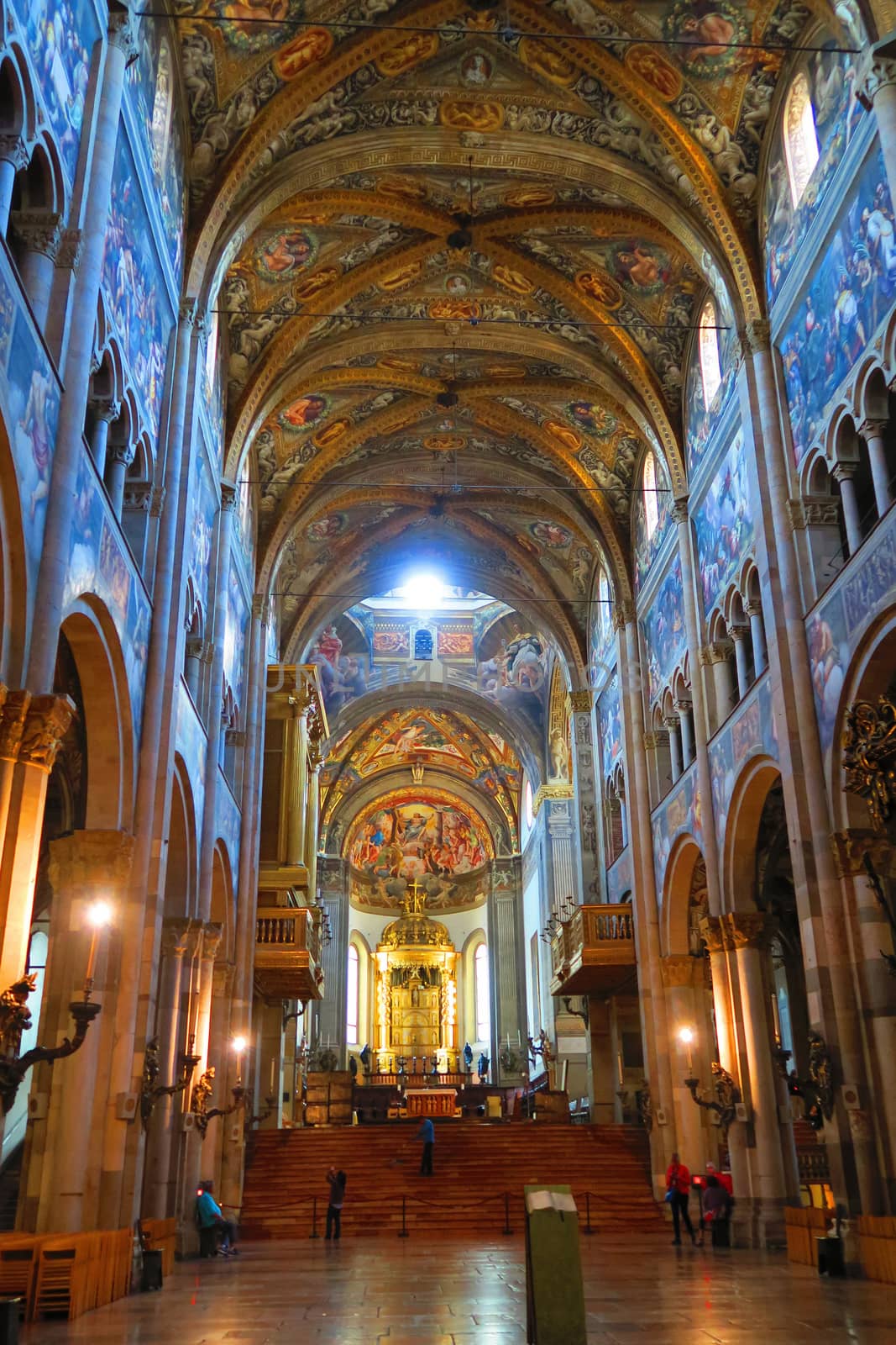 Parma,Italy, 25 september 2015.Central nave of the cathedral in Parma, Italy, one of the finest expressions of Romanesque, was consecrated in 1106.The frescoes were realized in the sixteenth century.