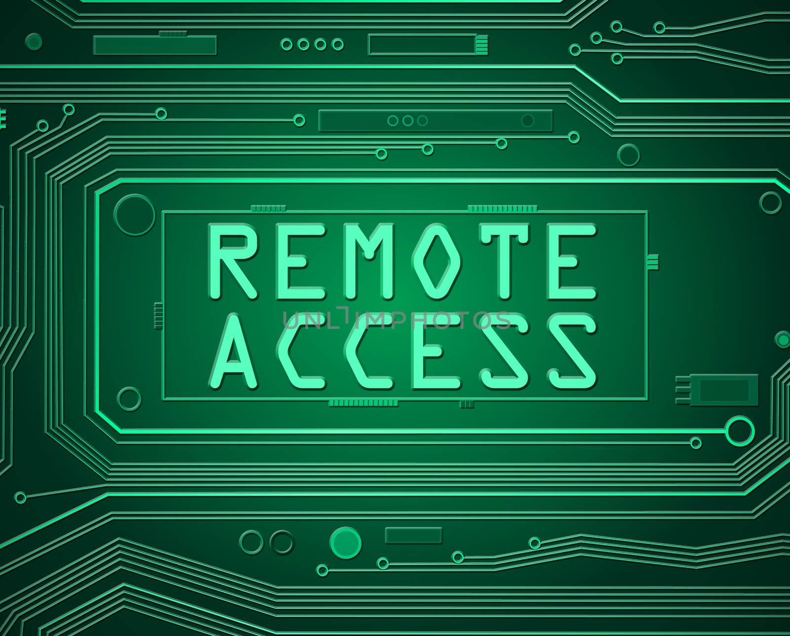 Abstract style illustration depicting printed circuit board components with remote access concept.