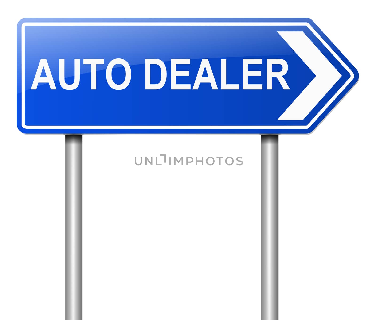 Illustration depicting a sign with an auto dealers concept.