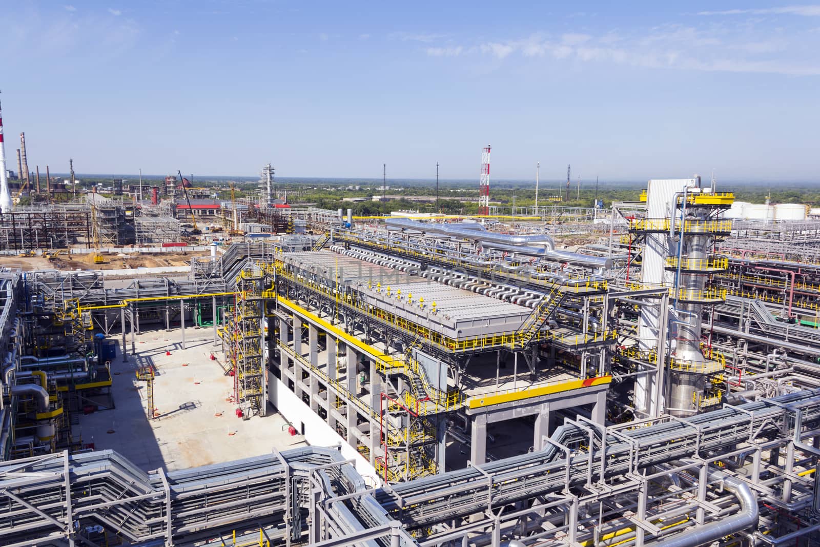 Industrial landscape of refinery at summer day