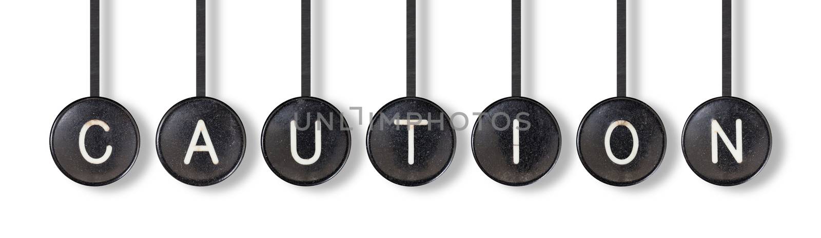 Typewriter buttons, isolated on white background - Caution