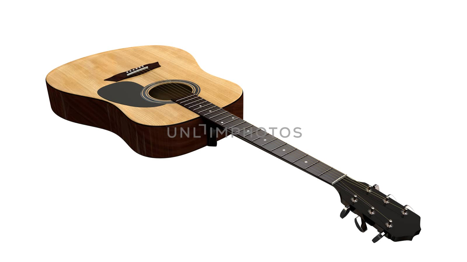 perspective view of an acoustic guitar from the top by stockbp